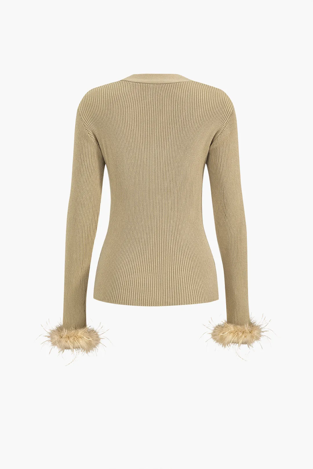 Sweater metallisk knap V-hals langærmet top sold by Micas product image thumbnail 2