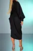 V-hals ruched spalte midi kjole sold by Micas