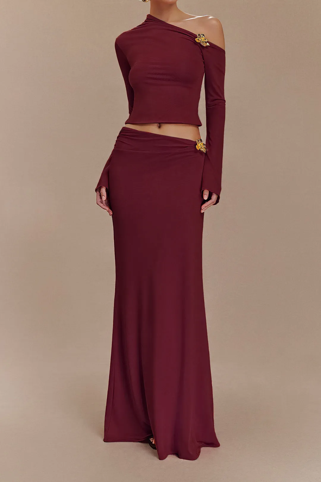 Asymmetrical Long Sleeve Top And Skirt Set sold by Micas product image thumbnail 3