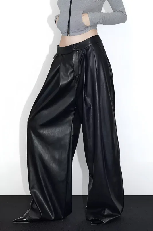 Faux Leather Low Waist Trousers sold by Micas