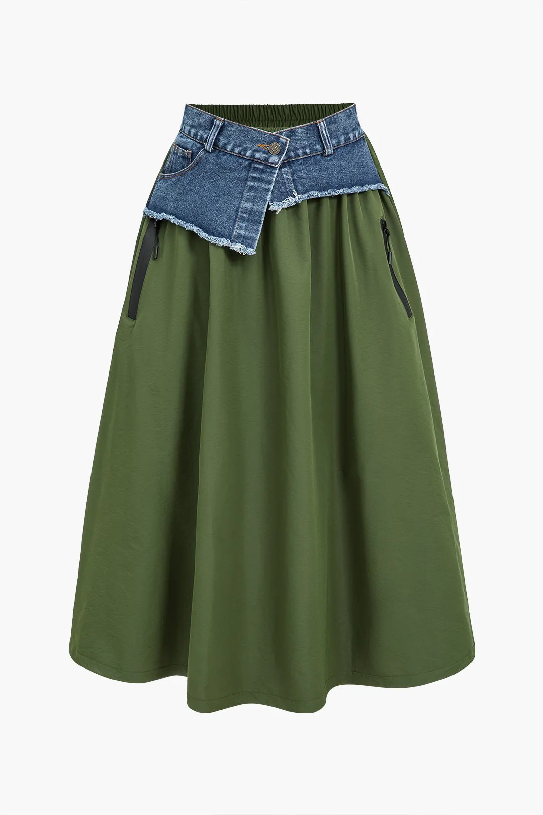 Denim Patchwork-nederdel sold by Micas