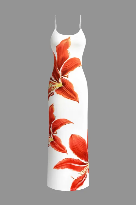 Floral Print Slip Slit Maxi Dress sold by Micas