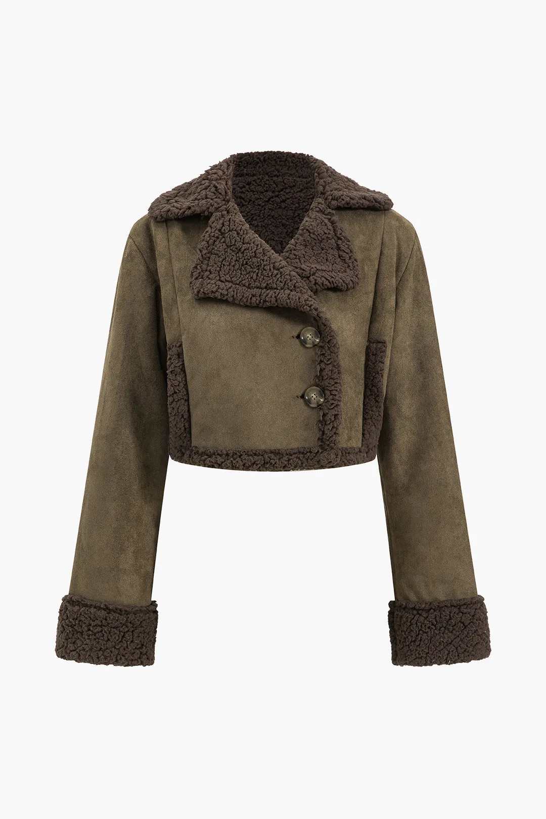 Beskåret revers lamineret ruskindsjakke sold by Micas