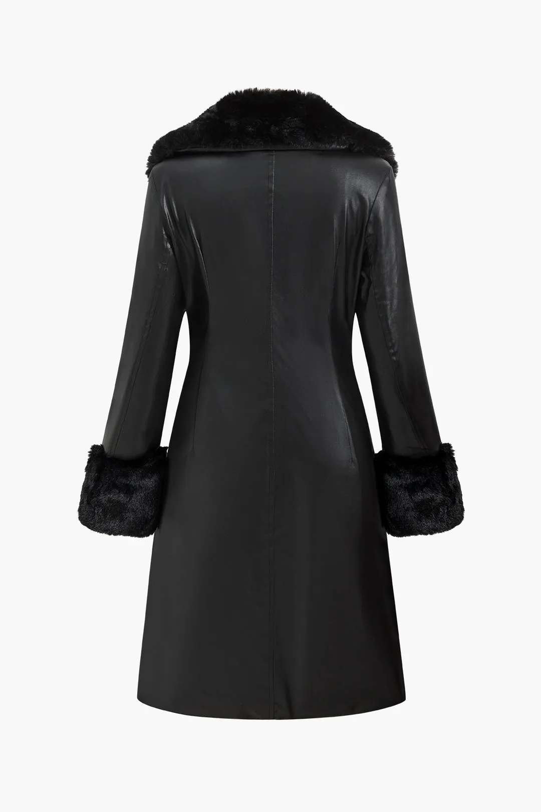 Imiteret læderpels Patchwork lynlåsfrakke sold by Micas product image thumbnail 2