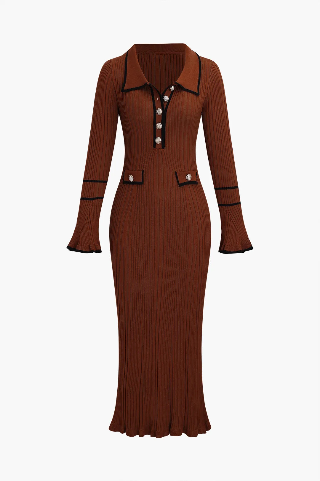 Strik langærmet knapkjole sold by Micas