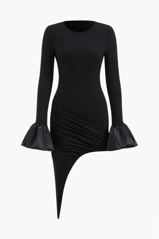 Ruched Asymmetrical Long Sleeve Mini Dress sold by Micas