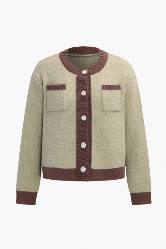 Contrast Sweater Cardigan sold by Micas