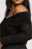 Plus Size Off Shoulder Ruched Langærmet Top sold by Micas