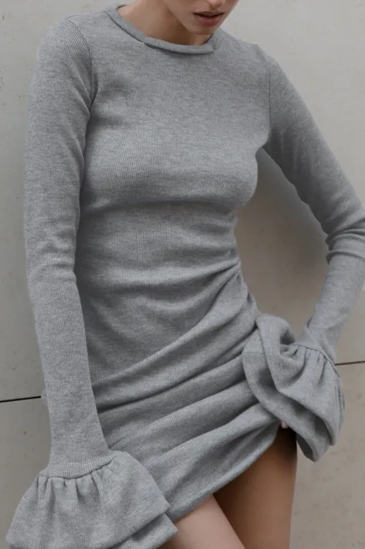 Long Sleeve Puff Sleeve Round Neck Mini Dress sold by Micas