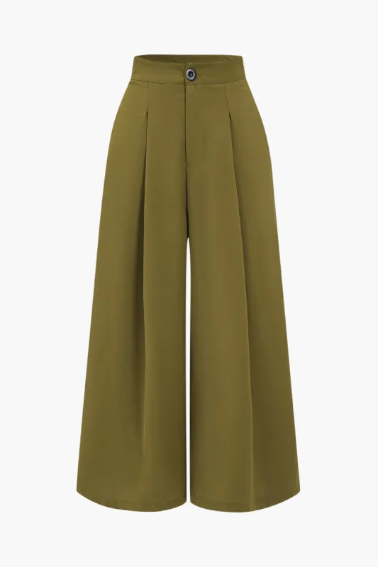 Ruched højtaljede bukser med brede ben sold by Micas
