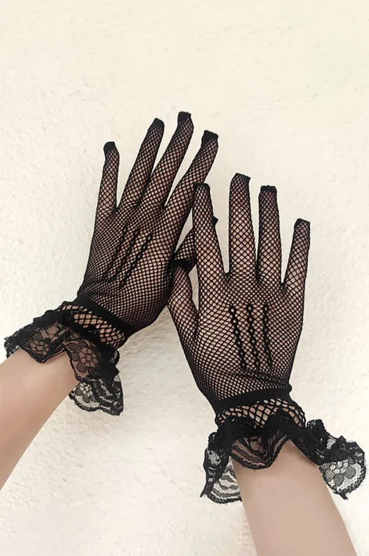 Blonder mesh elastiske fuldfingerhandsker sold by Micas