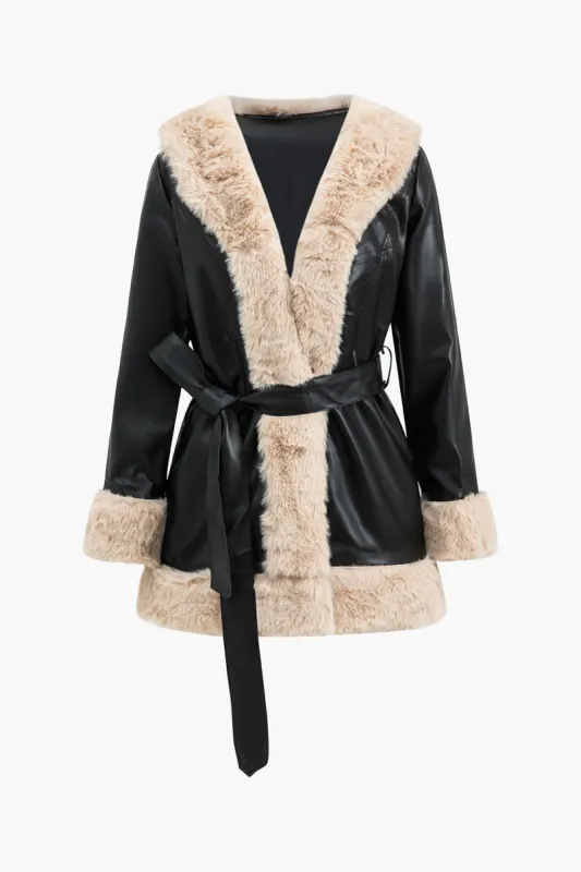 Imiteret læder Patchwork bindejakke sold by Micas