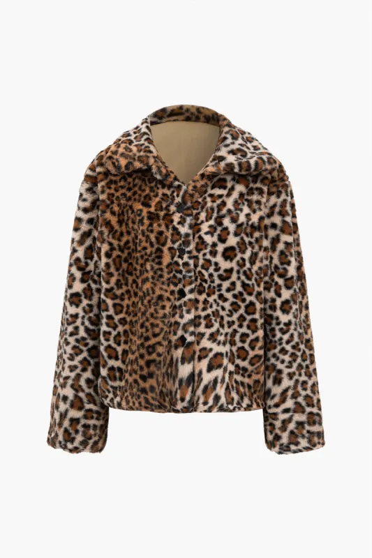 Leopardtrykt knapjakke sold by Micas