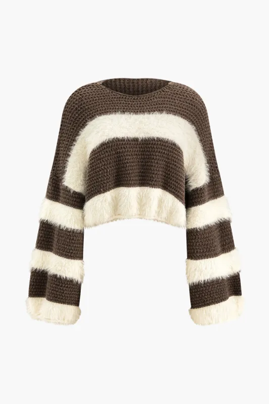 Contrast Sweater Hollow Out Long-Sleeve Top sold by Micas