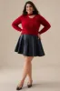 Plus Size strik asymmetrisk langærmet top sold by Micas