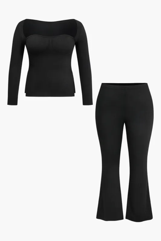 Plus Size strikkede bukser sæt sold by Micas