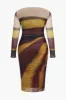Plus Size Ombre Print Mesh Langærmet Rundhals Midikjole sold by Micas