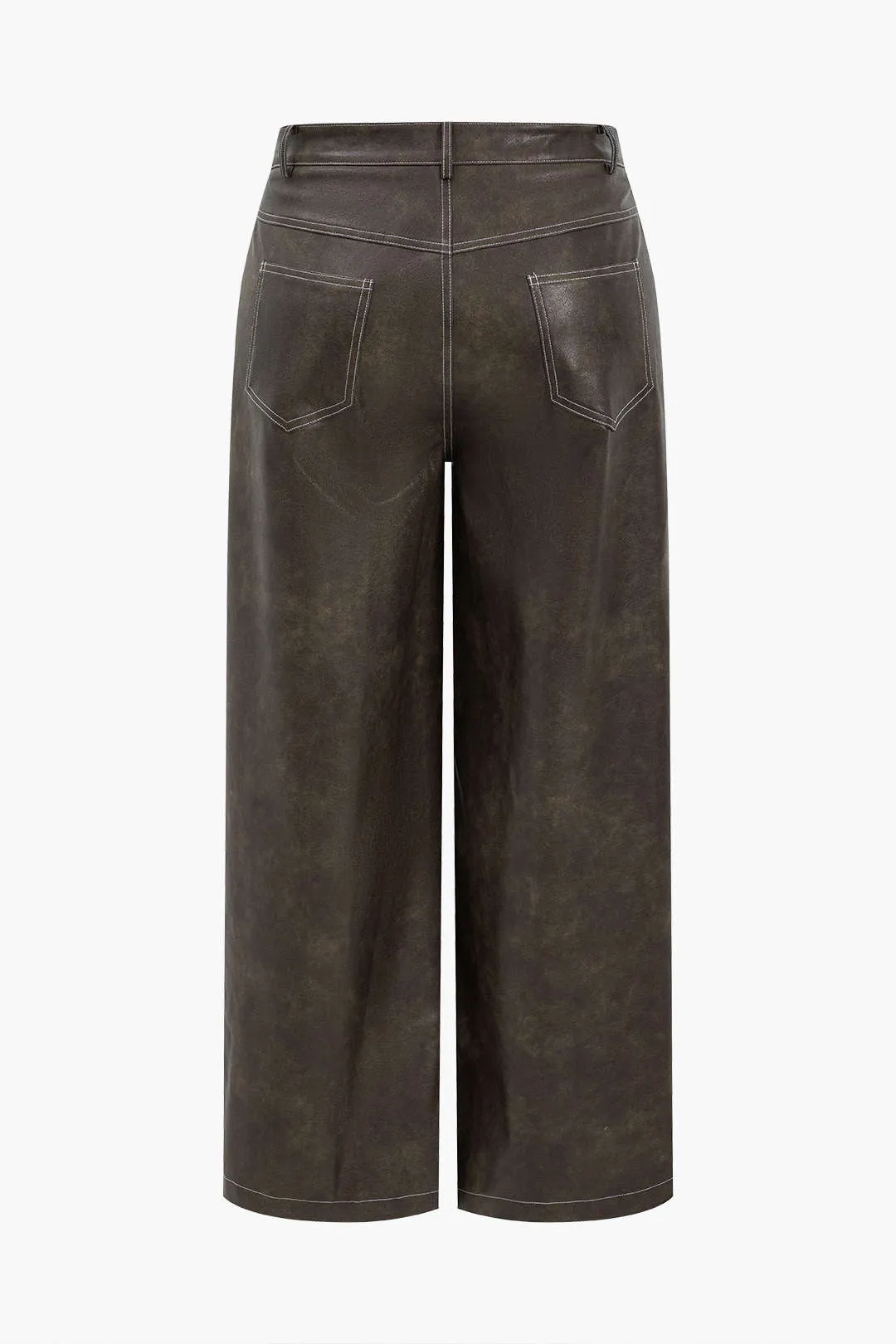 Plus Size Faux Leather High Waist Wide Leg Trousers sold by Micas product image thumbnail 3
