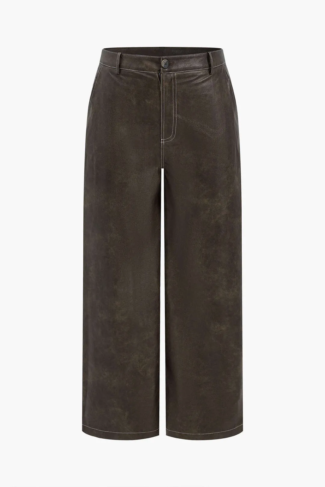 Plus Size Faux Leather High Waist Wide Leg Trousers sold by Micas product image thumbnail 2