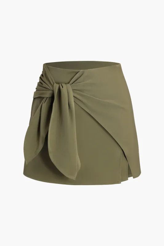 Solid Tie Front Mini Skorts sold by Micas