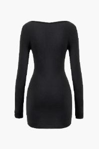 Solid Square Neck Long Sleeve Mini Dress sold by Micas