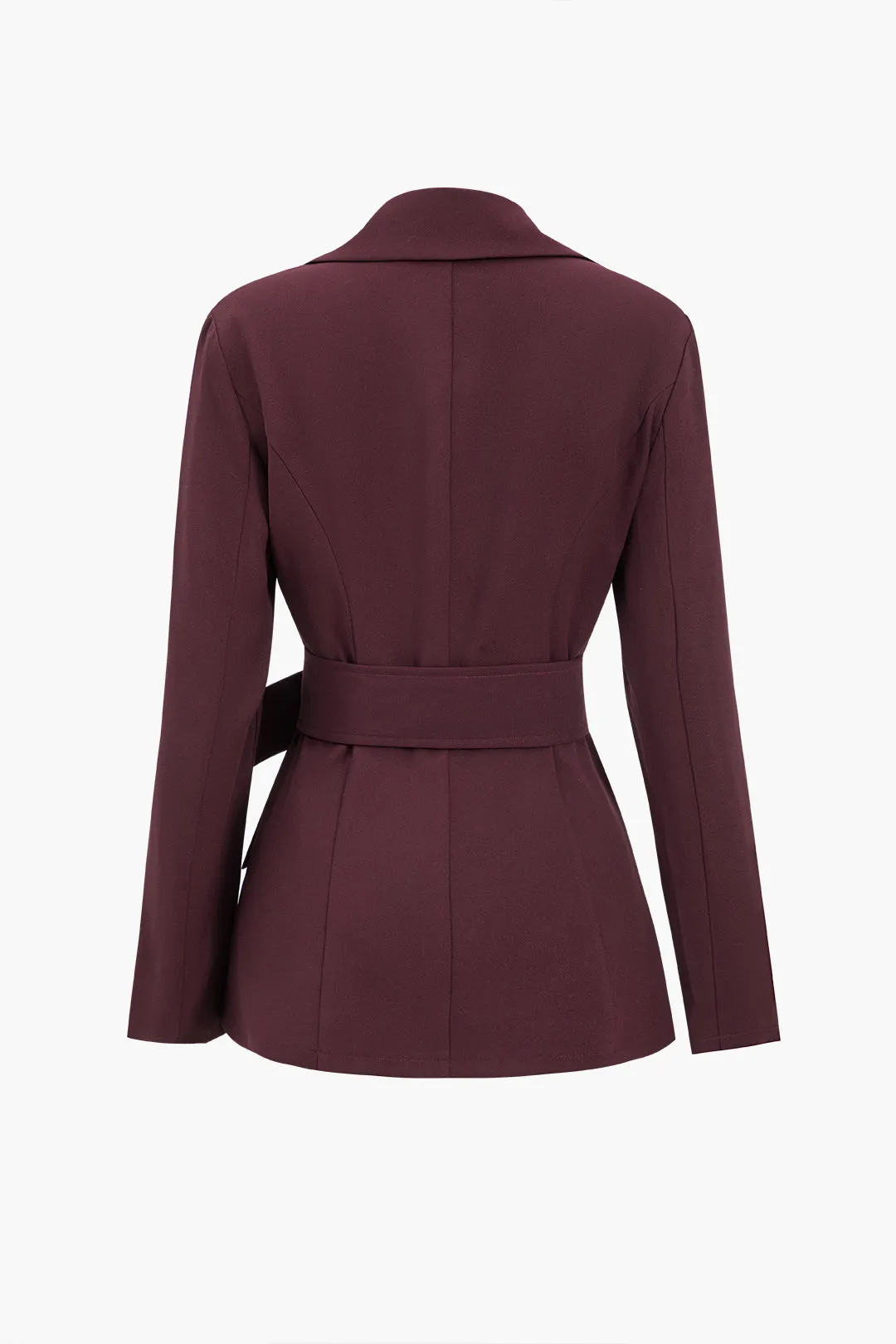 Indhakket lapel bæltet blazer og bukser sæt sold by Micas product image thumbnail 3