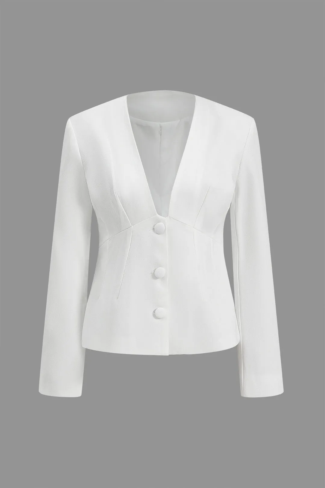 Solid v-hals knap blazer sold by Micas product image thumbnail 2