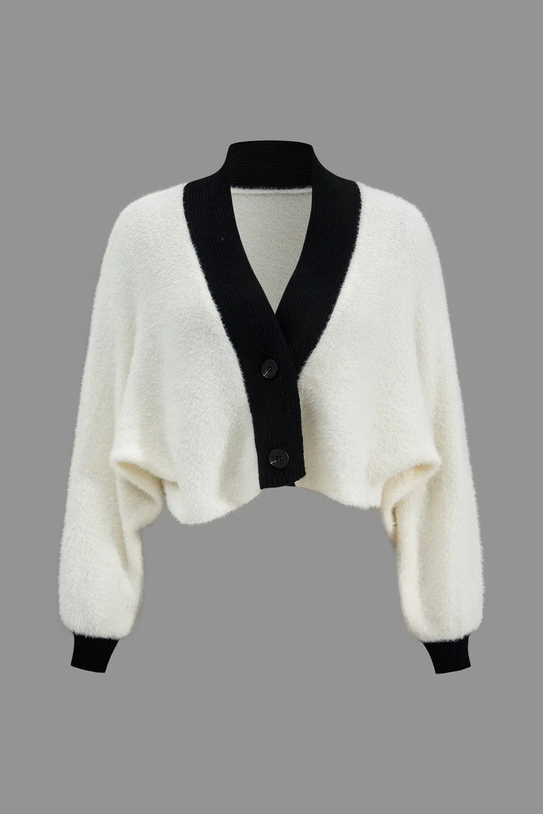 Contrast Sweater Button Cropped Cardigan And Slip Dress Set sold by Micas product image thumbnail 4