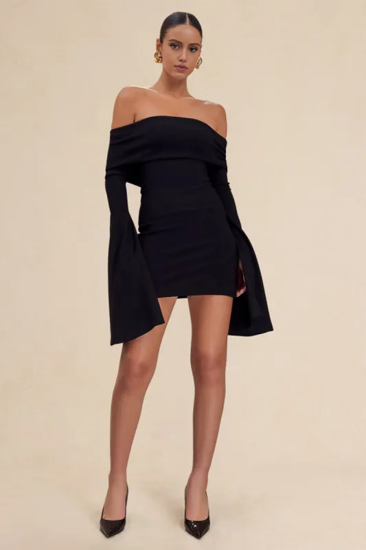 Off Shoulder Long Sleeve Mini Dress sold by Micas