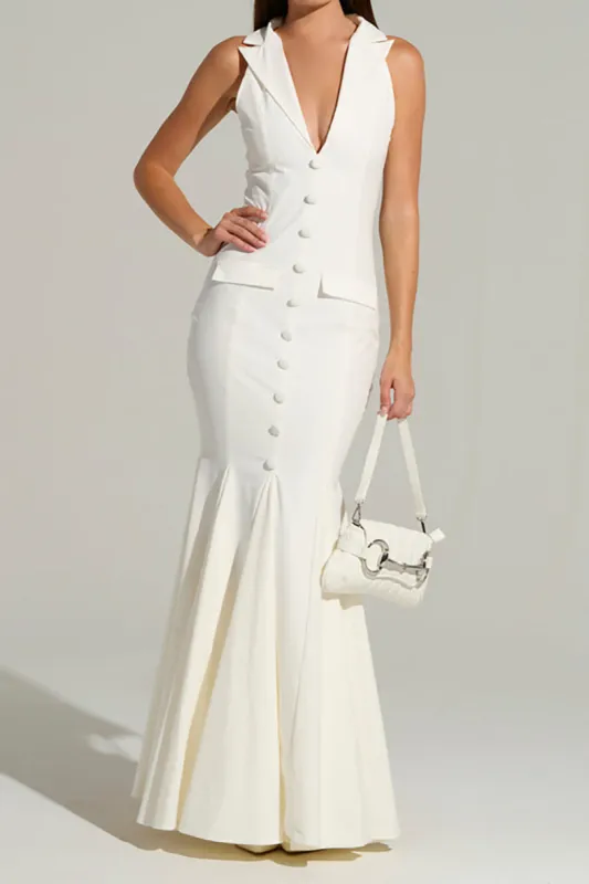 Button Pocket Sleeveless Maxi Dress sold by Micas