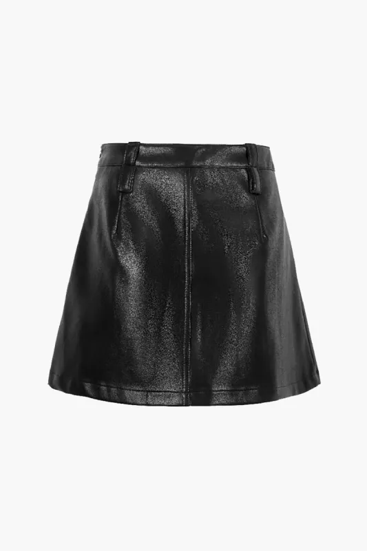 Basic Faux Leather Skirt sold by Micas
