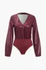 Patchwork langærmet faux læder bodysuit sold by Micas