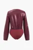 Patchwork langærmet faux læder bodysuit sold by Micas