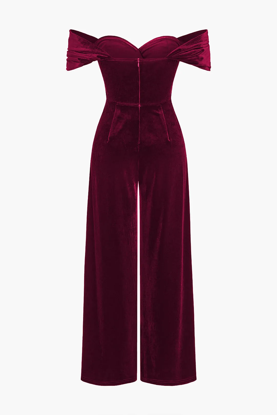 Velvet Off Shoulder Zipper Back Jumpsuit sold by Micas product image thumbnail 2