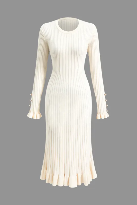 Ruffle Hem Sweater Midi Dress sold by Micas