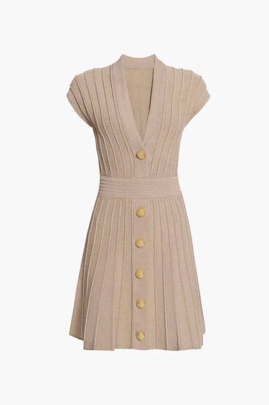 Ribbed Knit V-neck Mini Dress sold by Micas