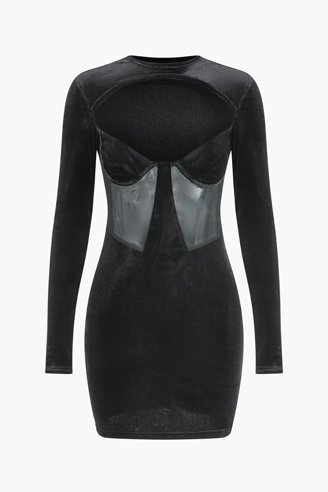 Mesh patchwork fløjl mini kjole sold by Micas