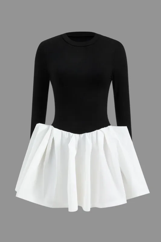 Contrast Ruched Long Sleeve Mini Dress sold by Micas