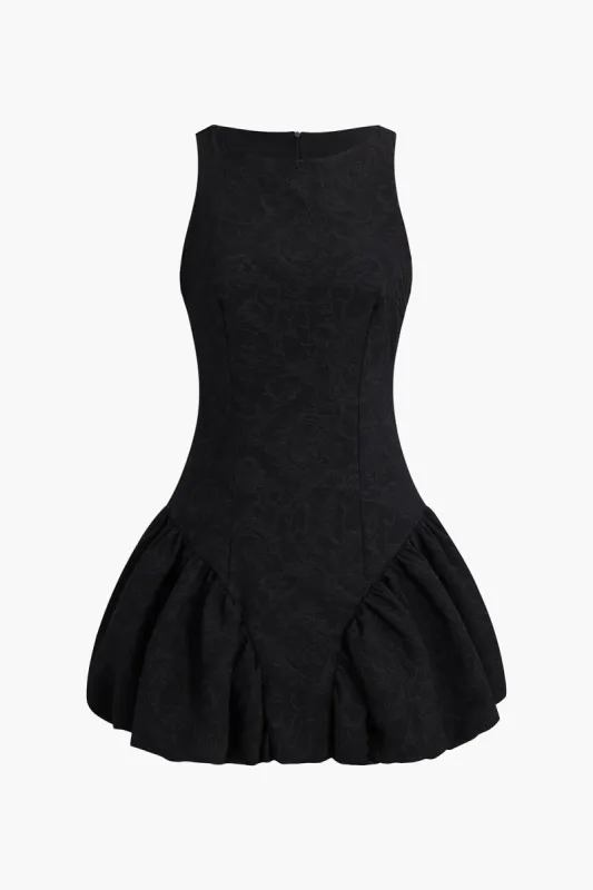 Ærmeløs puff hem mini kjole sold by Micas