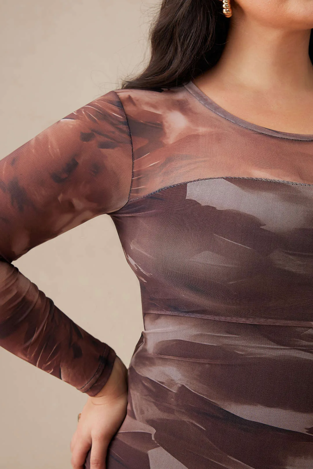 Plus Size Tie Dye Print Mesh Midi Dress sold by Micas product image thumbnail 5