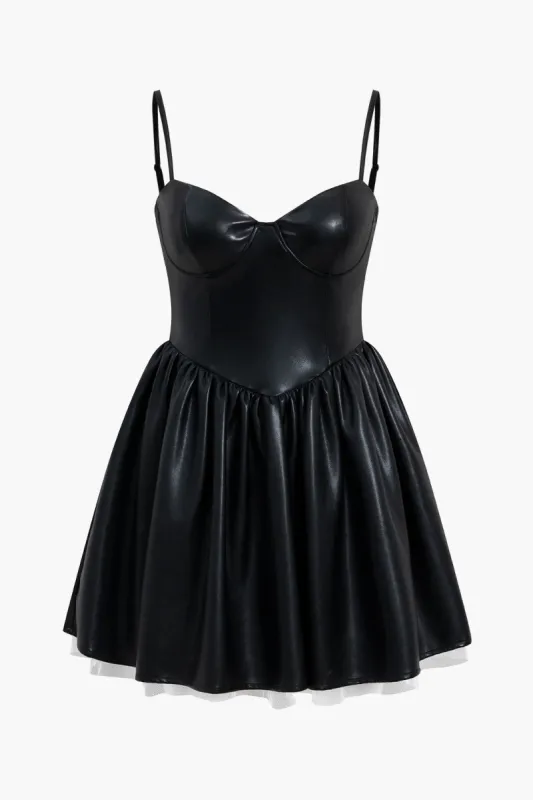 Faux Leather Bustier Slip Mini Dress made by Micas