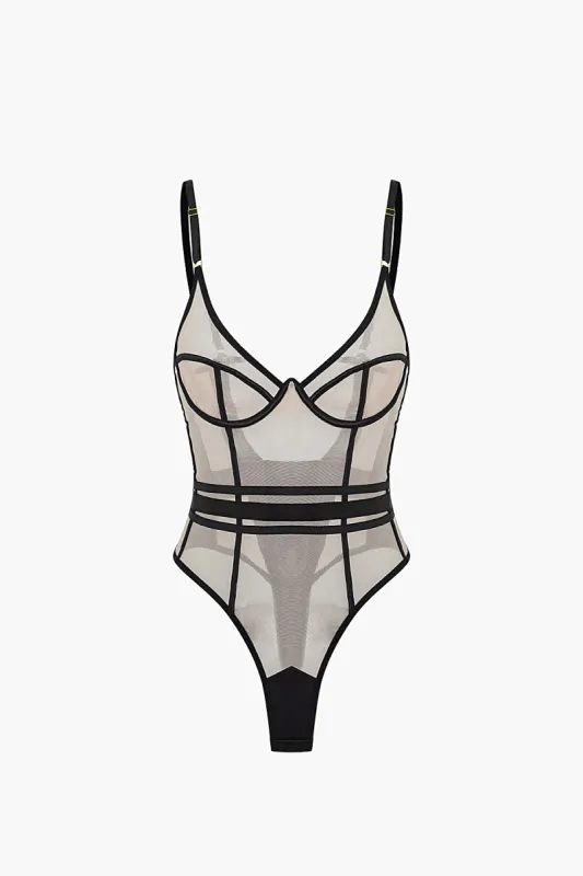 Mesh rygfri ren ærmeløs bodysuit sold by Micas
