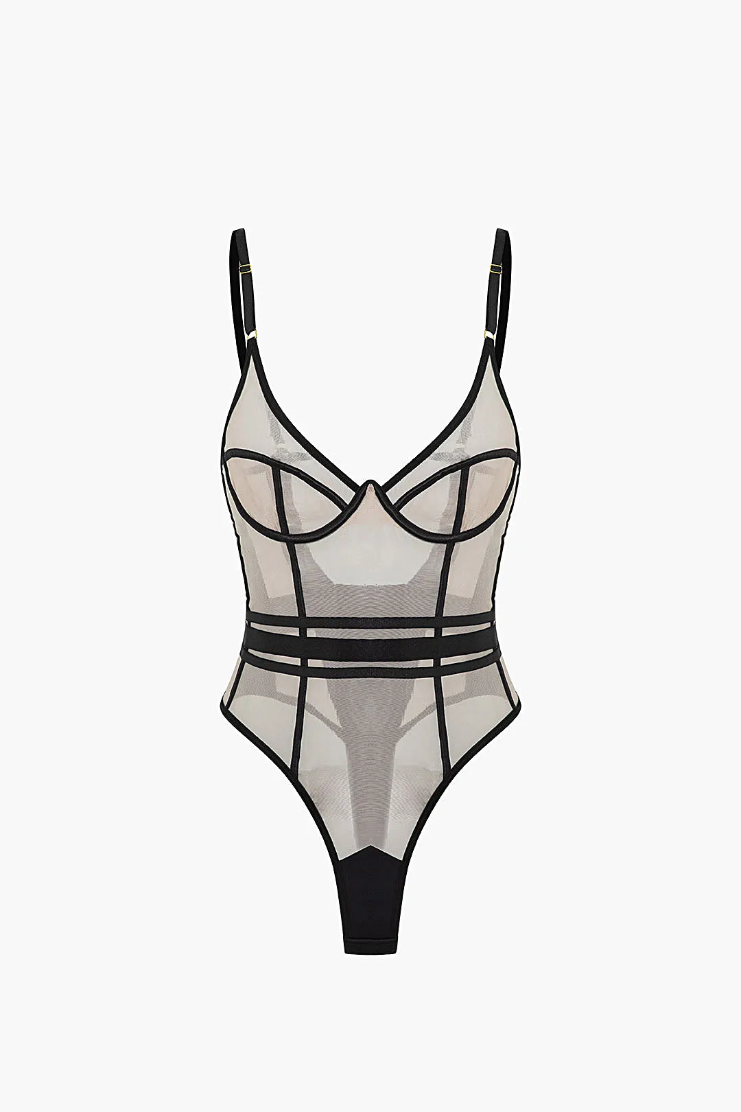 Mesh rygfri ren ærmeløs bodysuit sold by Micas