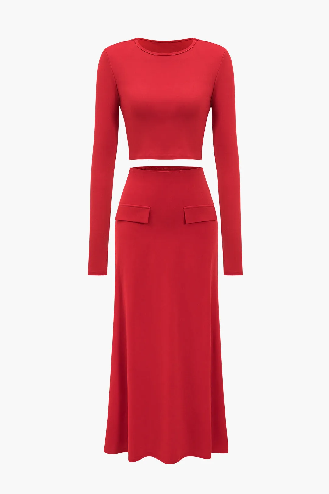 Solid langærmet top og maxi nederdel sold by Micas