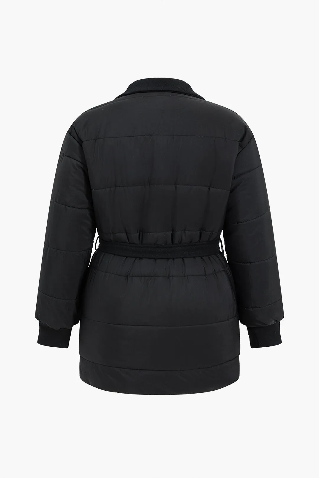 Plus Size Tie Front Patchwork Coat sold by Micas product image thumbnail 2
