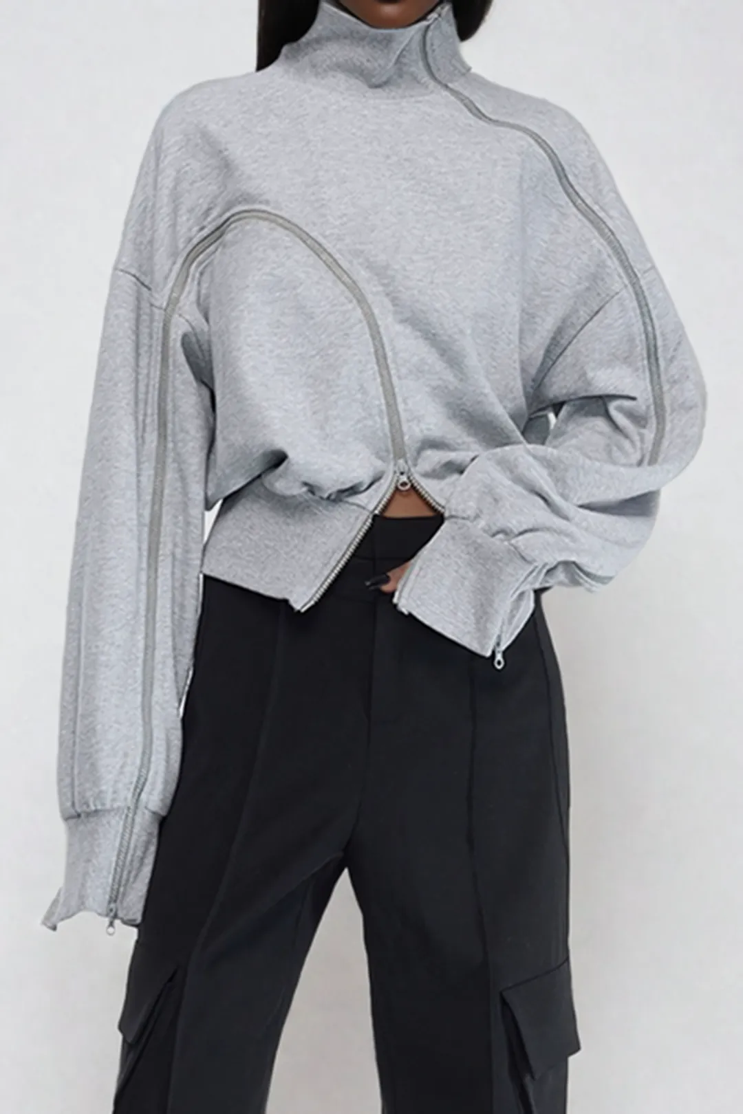 Zipper Stand Collar Jacket sold by Micas