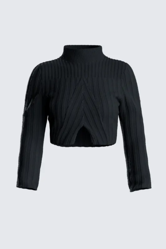 Plus Size Knit Cut Out Long-Sleeve Top sold by Micas