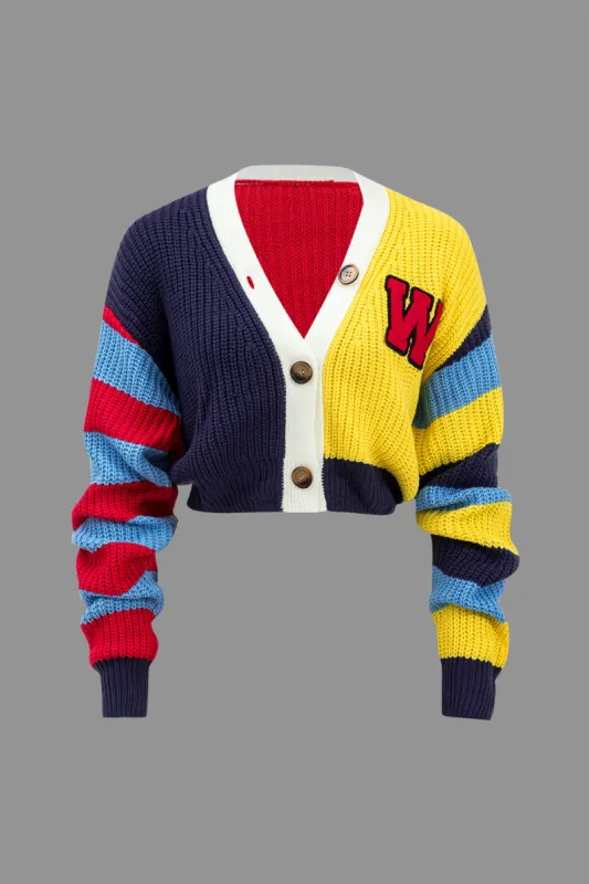 Kontrast Knit-knap Langærmet top sold by Micas