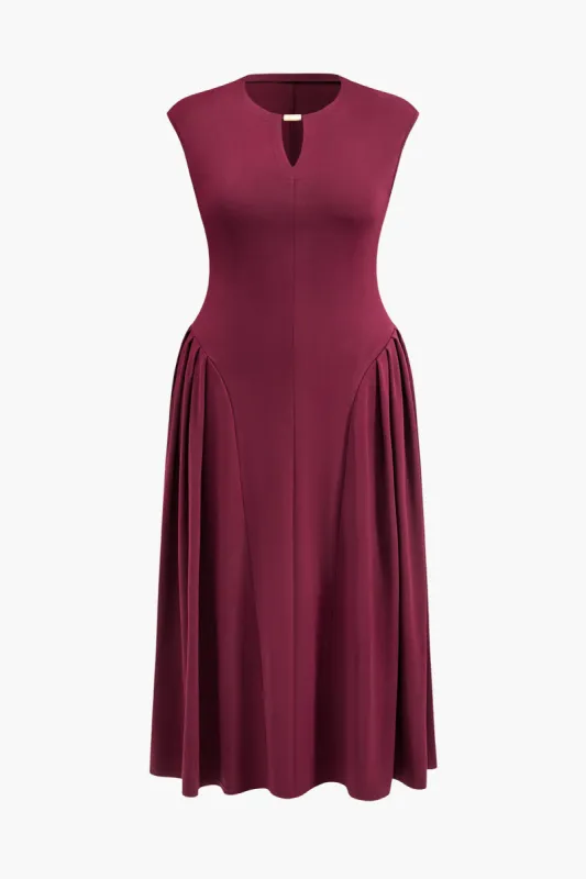 Plus Size Metallic Sleeveless V-Neck Hollow Out Midi Dress sold by Micas