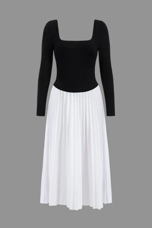 Patchwork Long Sleeve Maxi Dress sold by Micas